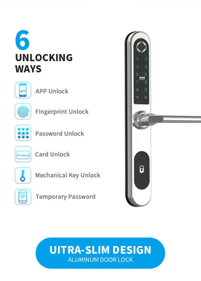 Cerdas Wifi Smart Home Kartu Sidik Jari Kunci Pintu Kaca Biometrik 4 pcs baterai AA