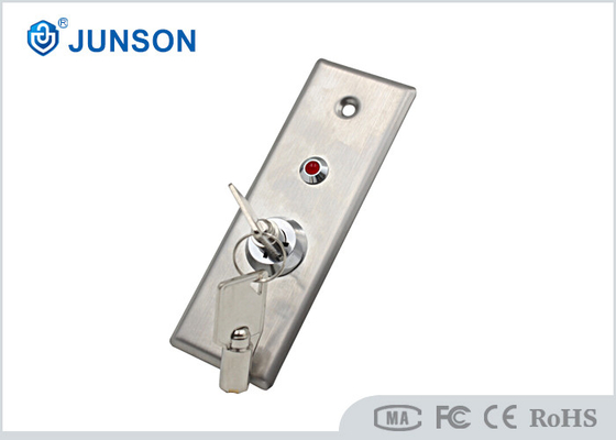 Stainless Steel Slim Keluar Push Button Door Release 115 * 40mm Dengan Kunci LED