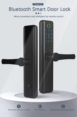 FCC Black Bluetooth Fingerprint Sensor Door Lock Standar 6068 Untuk Apartemen