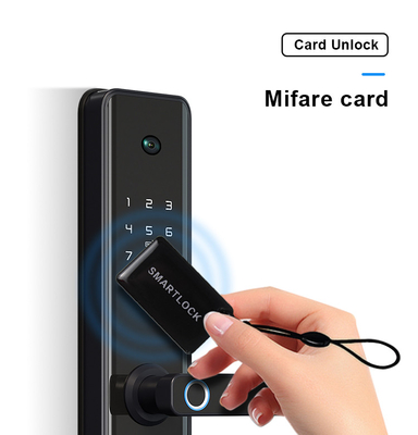 WiFi Elektronik Kunci Pintu Sidik Jari Biometrik Aluminium Alloy Dengan Kamera / Aplikasi Tuya