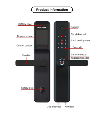 WiFi Elektronik Kunci Pintu Sidik Jari Biometrik Aluminium Alloy Dengan Kamera / Aplikasi Tuya