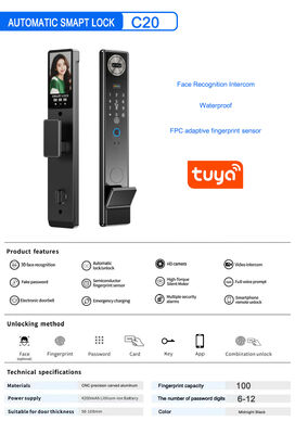 Waterproof TTlock Tuya App Fingerprint Code Card Key Smart Door Lock (Kunci Pintu Pintar)