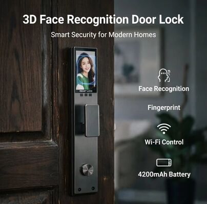 Kunci Smart Waterproof Real Time Video 3D Pengakuan Wajah Kunci Sidik Jari Cerdas