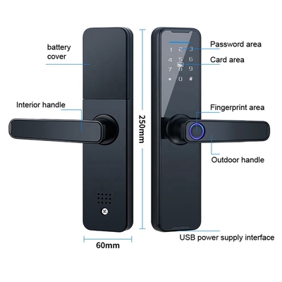 FCC Fingerprint Smart Door Lock Ketebalan 50mm Tuya APP Digital Door Lock
