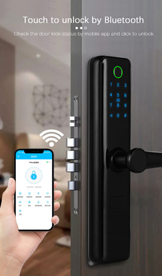 FCC Black Bluetooth Fingerprint Sensor Door Lock Standar 6068 Untuk Apartemen