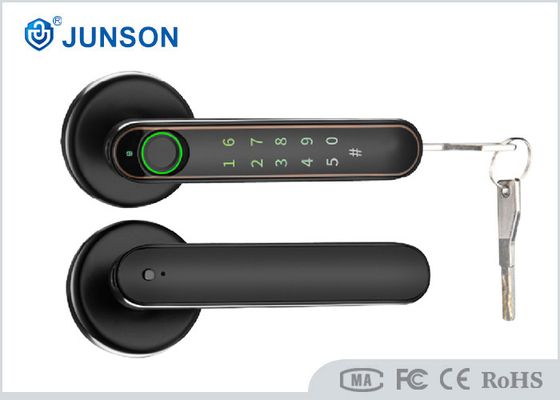 Pegangan Melengkung Kunci Pintu Sidik Jari Warna Hitam Aplikasi Bluetooth Tuya